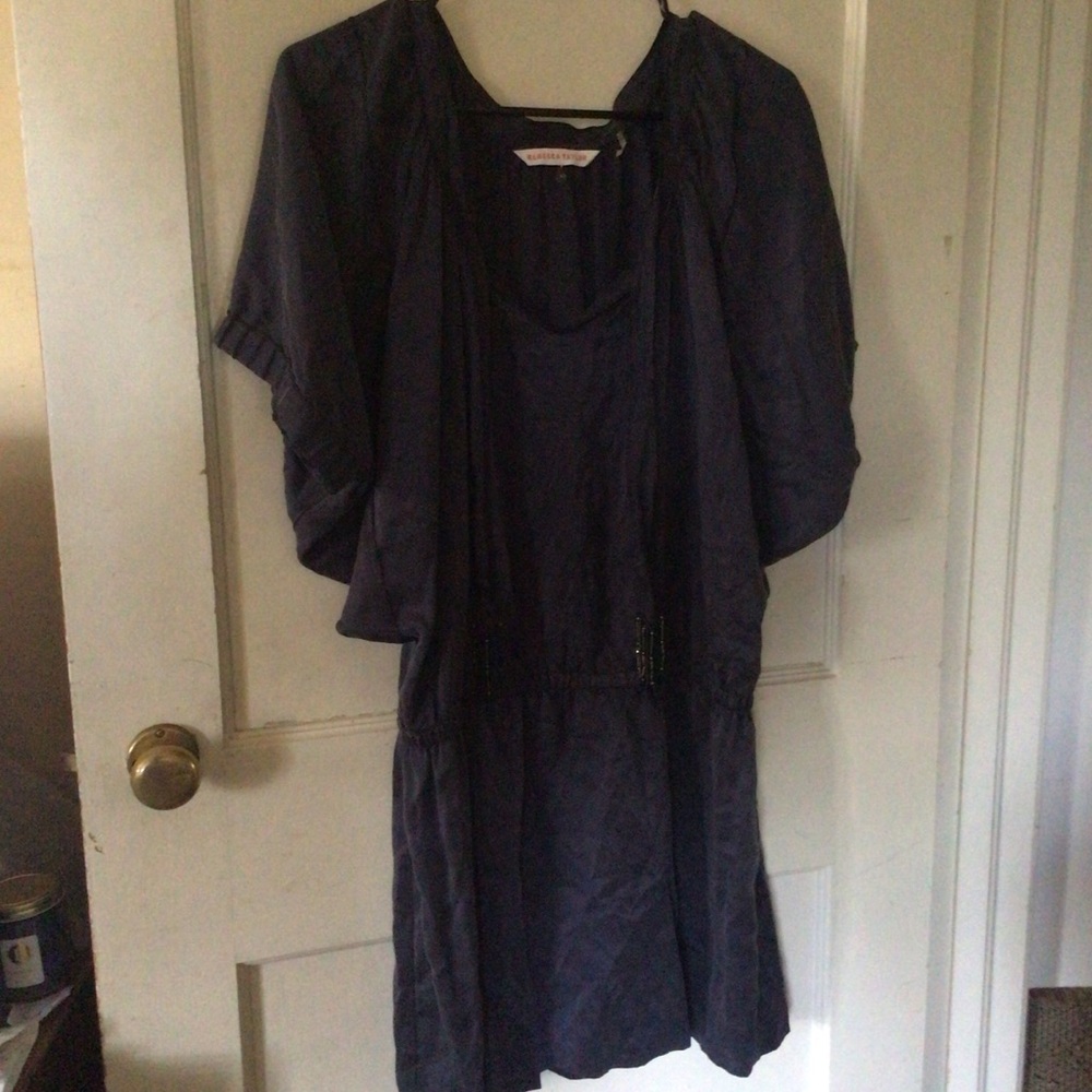 Rebecca Taylor Navy Short Sleeve Dress with Scoop Neck